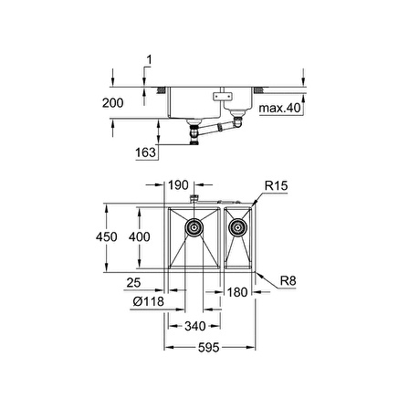 Grohe K700 Tezgahaltı Paslanmaz Çelik Eviye - 31577Sd1