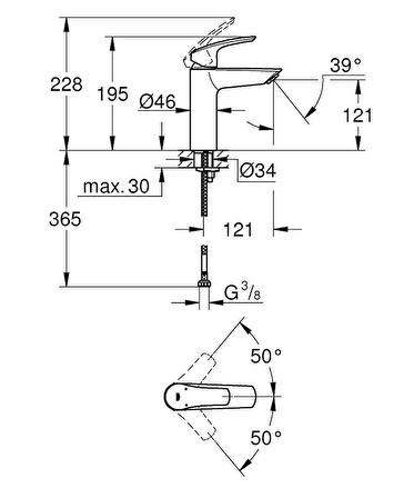 Eurosmart Tek Kumandalı Lavabo Bataryası M-Boyut - 23324003