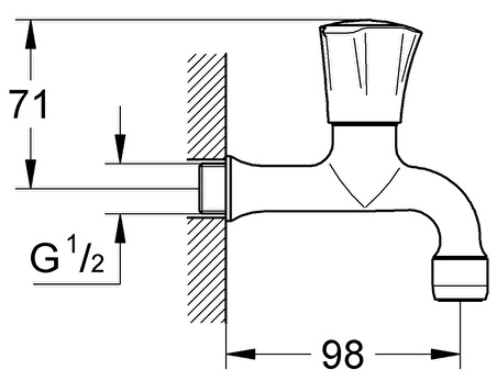 Grohe Costa L Duvardan Tek Musluk Kısa 98 mm - 30098001