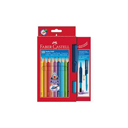 Faber-Castell Jumbo Grip Boya Kalemi 10 Renk (Suluboya Fırçalı)
