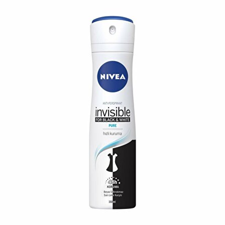 Nivea Black & White Invisible Pure Antiperspirant Ter Önleyici Leke Yapmayan Kadın Sprey Deodorant 150 ml