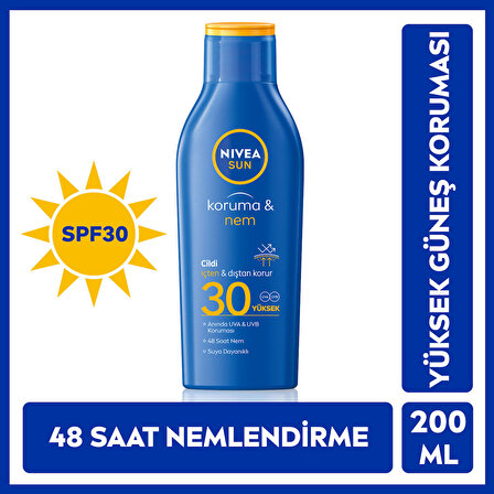 Nivea Sun Koruma & Nem 50+ Faktör Nemlendirici Tüm Cilt Tipleri İçin Renksiz Güneş Koruyucu Süt 200 ml