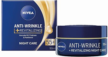 Nivea Anti-Wrinkle Yaşlanma Karşıtı Hyalüronik Asit 55 Yaş + Gece Yüz Kremi 50 ml 
