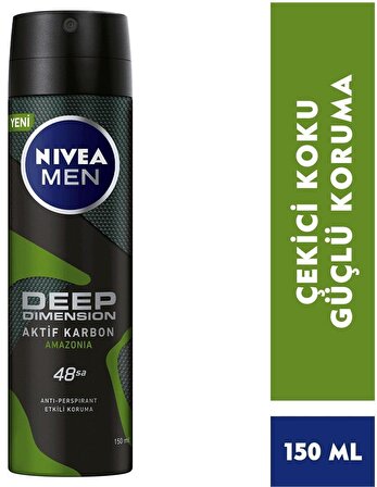 Nivea Deep Dimension Amazonia Antiperspirant Ter Önleyici Leke Yapmayan Erkek Sprey Deodorant 150 ml