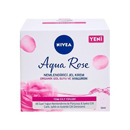 Nivea Aqua Rose Tüm Cilt Tipleri İçin Gül Sulu Su Bazlı Yağsız Nemlendirici Yüz Bakım Kremi 50 ml