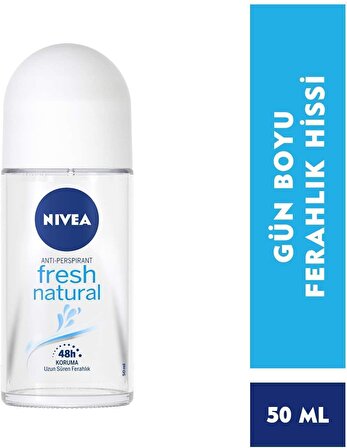 Nivea Fresh Natural Antiperspirant Ter Önleyici Leke Yapmayan Kadın Roll-On Deodorant 50 ml