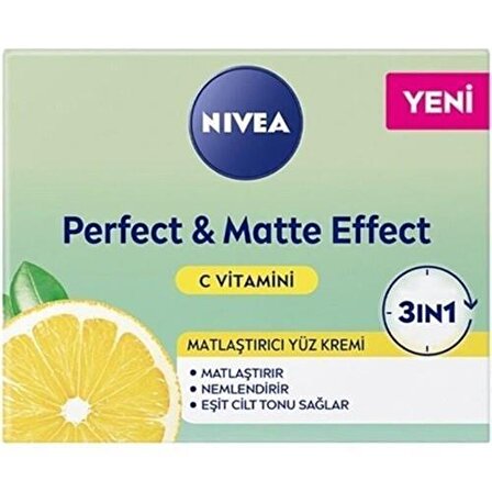 Nivea Perfect & Matte Effect Tüm Cilt Tipleri İçin C Vitaminli Su Bazlı Yağsız Matlaştırıcı Yüz Bakım Kremi 50 ml