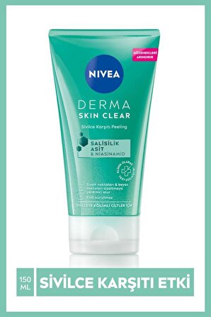 NIVEA Derma Skin Clear Sivilce Karşıtı Yüz Temizleyici Peeling 150ml,Salisilik Asit (BHA)