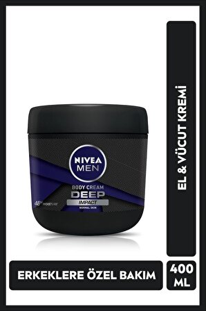 NIVEA MEN El ve Vücut Kremi Deep Impact 400 ml, Normal Ciltler için Nemlendirici