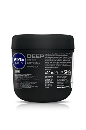 NIVEA MEN El ve Vücut Kremi Deep Impact 400 ml, Normal Ciltler için Nemlendirici