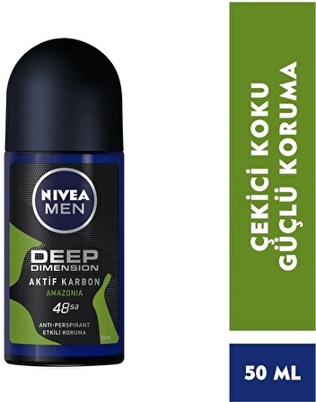 Nivea Deep Dimension Amazonia Antiperspirant Ter Önleyici Leke Yapmayan Erkek Roll-On Deodorant 50 ml