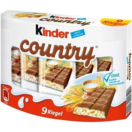 Kinder Country Milch Und Cerealien 9 Riegels 9 x 23,5 gr