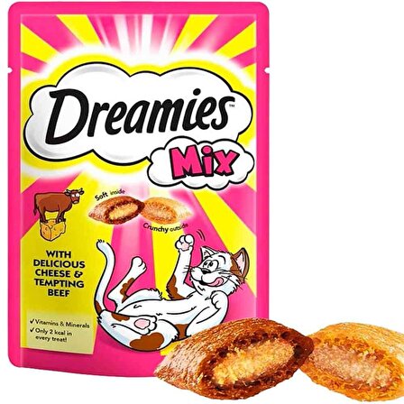 Dreamies Mix Peynir - Sığır Etli Granül Yetişkin Kedi Ödülü 6x60 g 