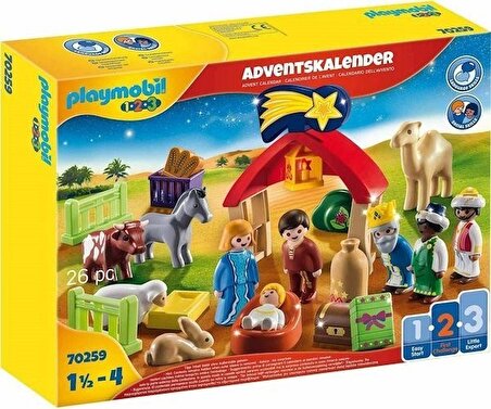 Playmobil 1.2.3 Advent Calenda Çiftlik Hayvanları ve Aile Figürleri Oyun Seti Oyuncakları