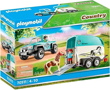 Playmobil 70511 Kır Midilli Römorklu Midilli Çiftlik Arabası, midilli çiftliği, at oyuncakları, eğlenceli, yaratıcı rol yapma, oyun seti