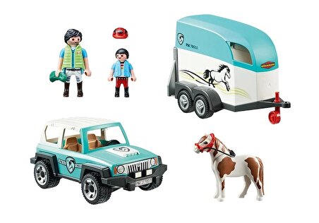 Playmobil 70511 Kır Midilli Römorklu Midilli Çiftlik Arabası, midilli çiftliği, at oyuncakları, eğlenceli, yaratıcı rol yapma, oyun seti