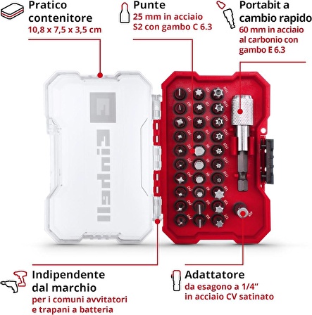 Einhell delici ve vidalama uç seti 32 parça XS-CASE kutu - 49118693