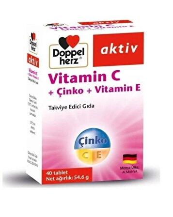 Doppelherz Vitamin C + Çinko + Vitamin E 40 Tablet