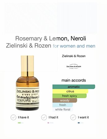 Zielinski & Rozen Perfume Rosemary & Lemon Neroli 50 ml