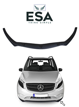 ESA Mercedes Vito W447 2015-2021 Siyah Ön Tampon Eki Lip ABS