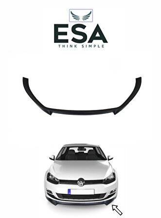 ESA Volkswagen Golf 7 2012-2020 Siyah Ön Tampon Eki Lip ABS