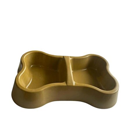 Miapet Plastik Kemik Kedi-Köpek Mama ve Su Kabı 400/400 ml Kahverengi 