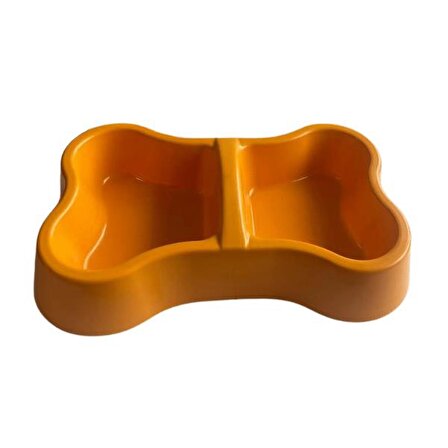 Miapet Plastik Kemik Kedi-Köpek Mama ve Su Kabı 400/400 ml Turuncu