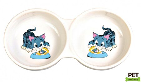 Trixie Kedi Mama Su Kabı, Porselen 2X0,15Lt
