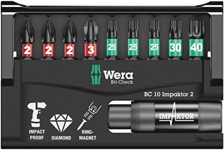 Wera Bit-Check 10 impaktor Bits Seti 2 05057682001