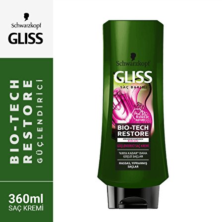 Gliss Bio Tech Restore Güçlendirici Yıpranmış Saçlar İçin Saç Kremi 360 ml