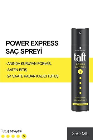 Taft Saç Spreyi 250ml Power Express Mega Güçlü 5