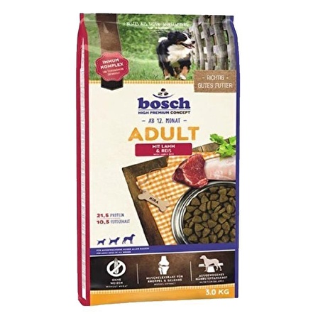 Bosch Kuzu Etli-Pirinçli Küçük Irk Yetişkin Kuru Köpek Maması 3 kg