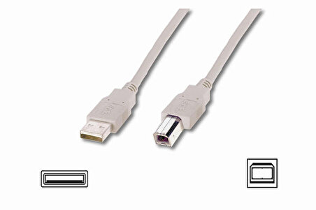 Digitus AK-300102-018-E 1.8 Mt USB 2.0 to USB Tip B Erkek-Erkek AWG28 USB 2.0 Bej Yazıcı Kablosu