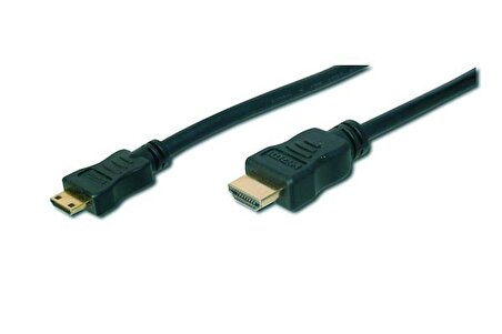 Digitus AK-330106-030-S 3 Mt mini HDMI to HDMI Erkek-Erkek v1.3 1080p 2x Zırhlı Amplifikatörlü Kablo