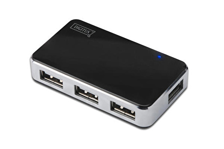 Digitus DA-70222 USB 2.0 to 7 Port USB 2.0 Siyah Gümüş Güç Adaptörlü USB 2.0 Çoklayıcı Hub