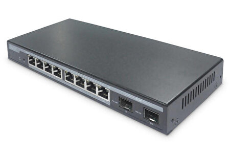 Digitus DN-95344 8 Port Gigabit PoE 86W 2 Port SFP Layer 2 Yönetilebilir PoE Switch