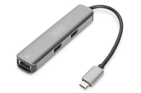 Digitus DA-70892 USB Type C to HDMI USB 3.0 Type C RJ45 Usb Ekran Kartı