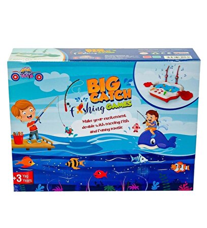 Müzikli, Havuzda Balık Yakalama Oyunu, 8 Balık ve 2 Oltalı - Big Catch Fishing Game,MAVİ