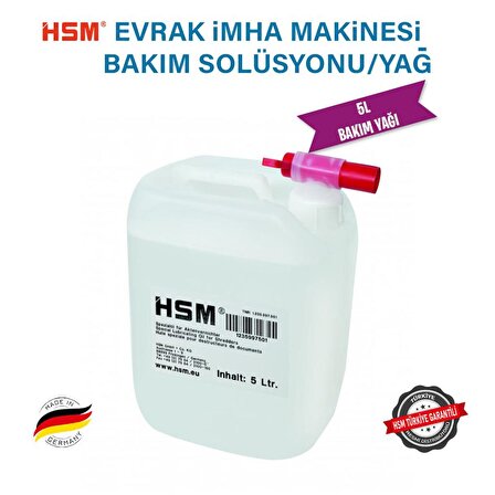 HSM Oil 5 lt Evrak imha Makinesi Bakım Yağı / Bakım solüsyonu 