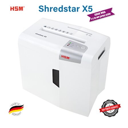 HSM SHREDSTAR X5 Evrak İmha Makinesi / Kağıt Kırpma Makinesi - CD İmha Makinesi - 4,5x30 mm - 18lt 