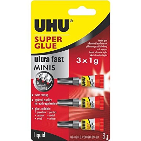 Uhu Super Glue 3'lü Mini Japon Yapıştırıcı