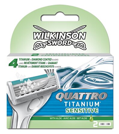 Wilkinson Sword Quattro Titanium Sensitive 2'li 5 Bıçaklı Tüm Cilt Tipleri İçin Bıçak Yedeği