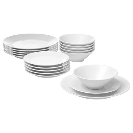 18 Parça IKEA 365+ Yemek Takımı MeridyenDukkan Beyaz Renk Modern Klasik Set Feldispat Porselen