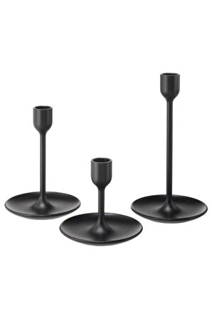 IKEA Fulltalıg Şamdan Üçlü Siyah