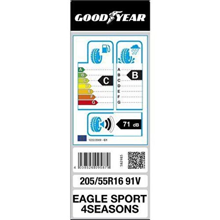 Goodyear 205/55 R16 91V Eagle Sport 4 Seasons Oto Dört Mevsim Lastiği