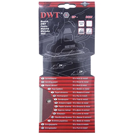 DWT SP-320SSM Dikdörtgen Delikli Zımpara Kağıdı 93x230mm 320 Kum