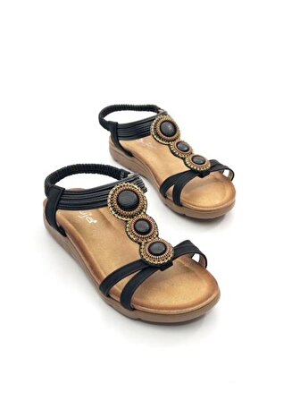 Guja 23Y100-17 Kadın Düğme Taş Desen Comfort Günlük Sandalet