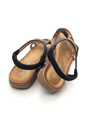 Guja 23Y100-17 Kadın Düğme Taş Desen Comfort Günlük Sandalet