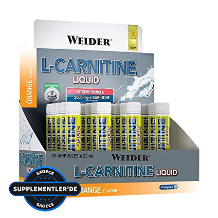 Weider L-Carnitine Liquid 3000 Mg 20 Ampul - PORTAKAL