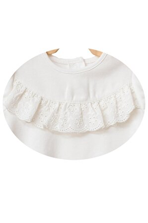 Andywawa Kız Bebek Önden Fırfırlı Detaylı Beyaz Tshirt AC21753